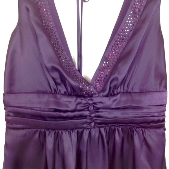 Forever 21 Sugar Plum Purple Beaded Sleeveless Top V-neck Satin Size Small - Picture 4 of 7